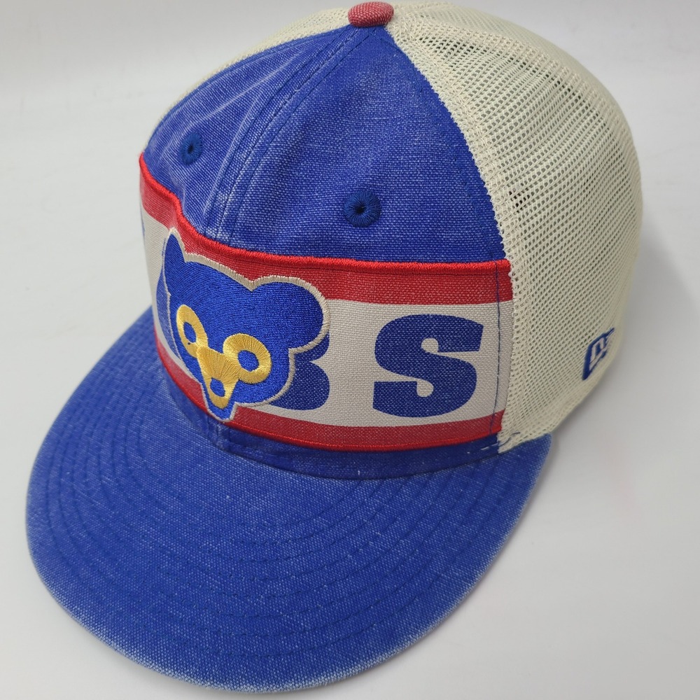Chicago Cubs Hat Snapback Trucker Mesh New Era 9Fifty Blue MLB Cooperstown *READ